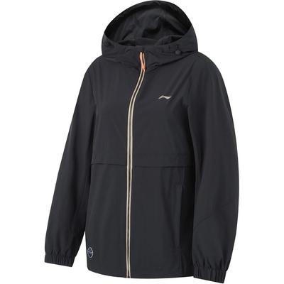 Li Ning Fitness Series Solid Color Zip-Up Hooded Comfortable Breathable Loose Sports Jacket Women Jackets Black AFDU150-3