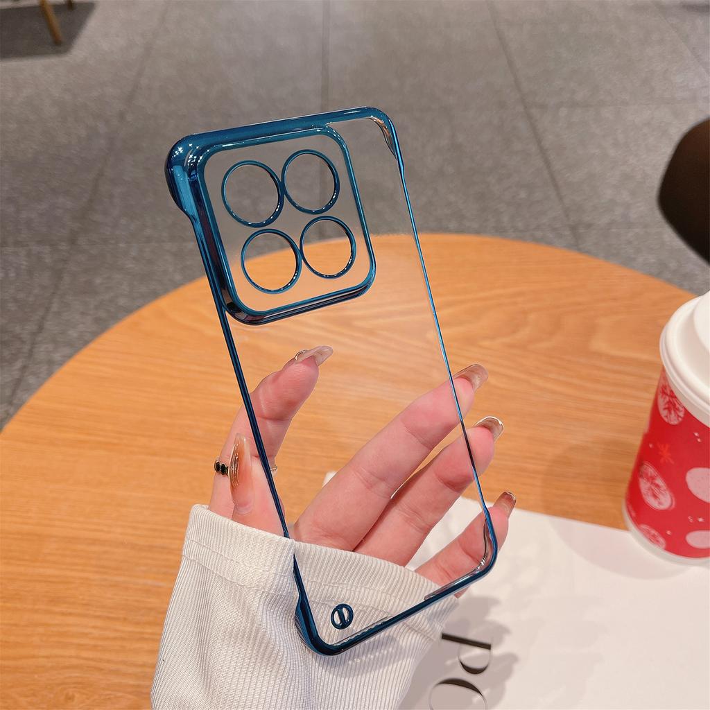 Transparent Plating Frameless PC Hard Phone Case For Xiaomi 15 14 13 12 S 11 Ultra 10 Pro Clear Ultra-thin Half Wrapped Cover