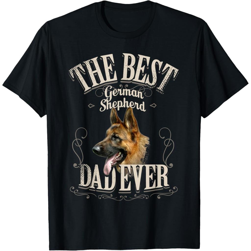 Best German Shepherd Dad Ever Graphic Tee Men Short Sleeve Casual Cotton TShirt