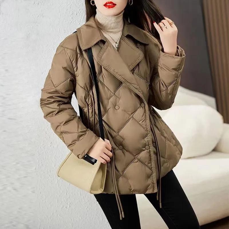 Oblekový límec Light Down Bavlněná vycpaná bunda Dámská Zimní Nové vysoce kvalitní tenké Krátké bavlněné oblečení s dlouhým rukávem Top