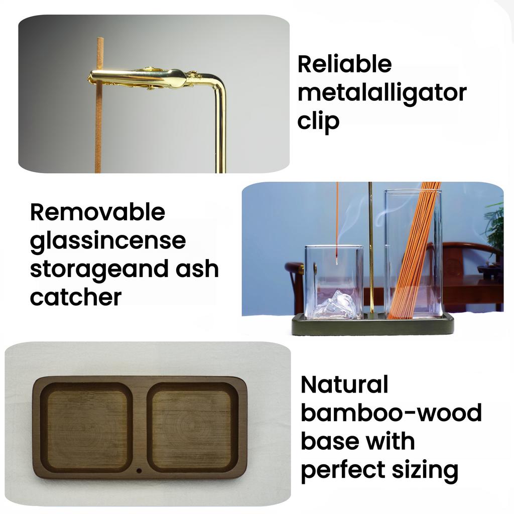 2 in 1 Incense Holder for Sticks Anti-Ash Flying Incense Burne with Glass Ash Catcher and Sticks Organizer for Meditation Yoga 7