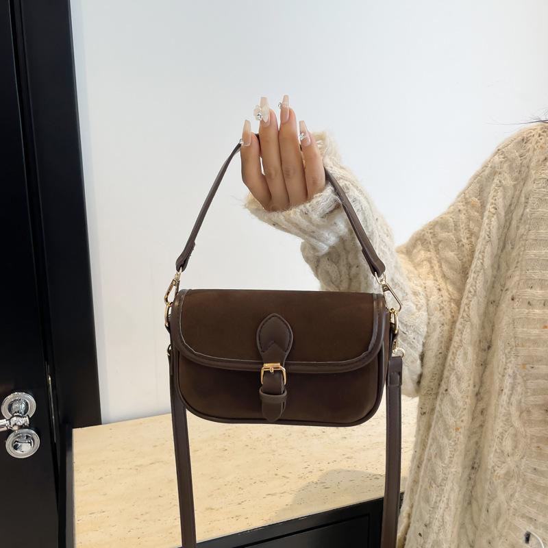 New Fashionable Matte Contrasting Color Small Square Bag Portable Single Shoulder Oblique Span Trendy Women's Bag