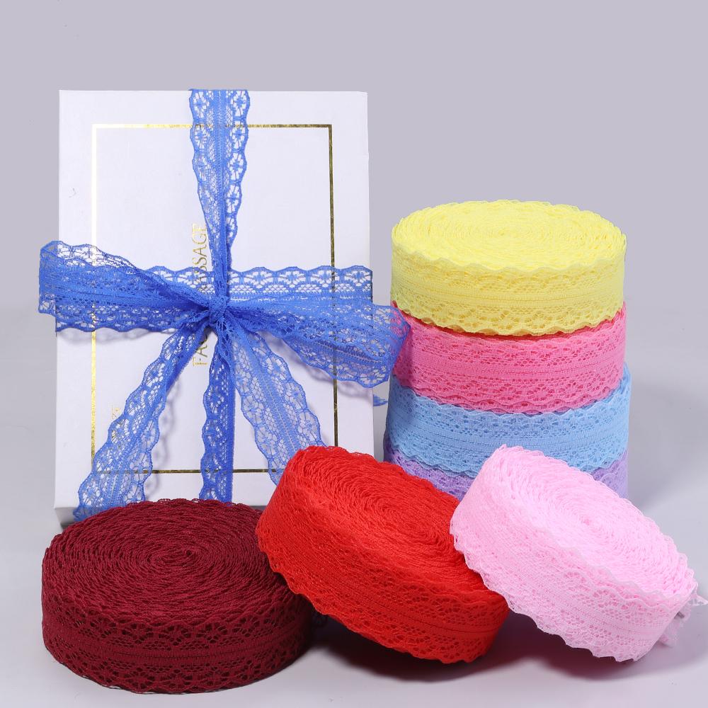 20yards/lot 2.8cm Colorful Lace Ribbon Non Elastic Hollow Lace Webbing DIY Flower Bow Gift Packing Clothing Wedding Decoration
