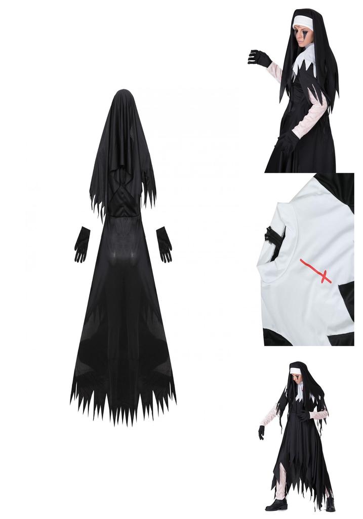 Scary Nun Costume For Women Halloween Cosplay Outfit For Scary Fun