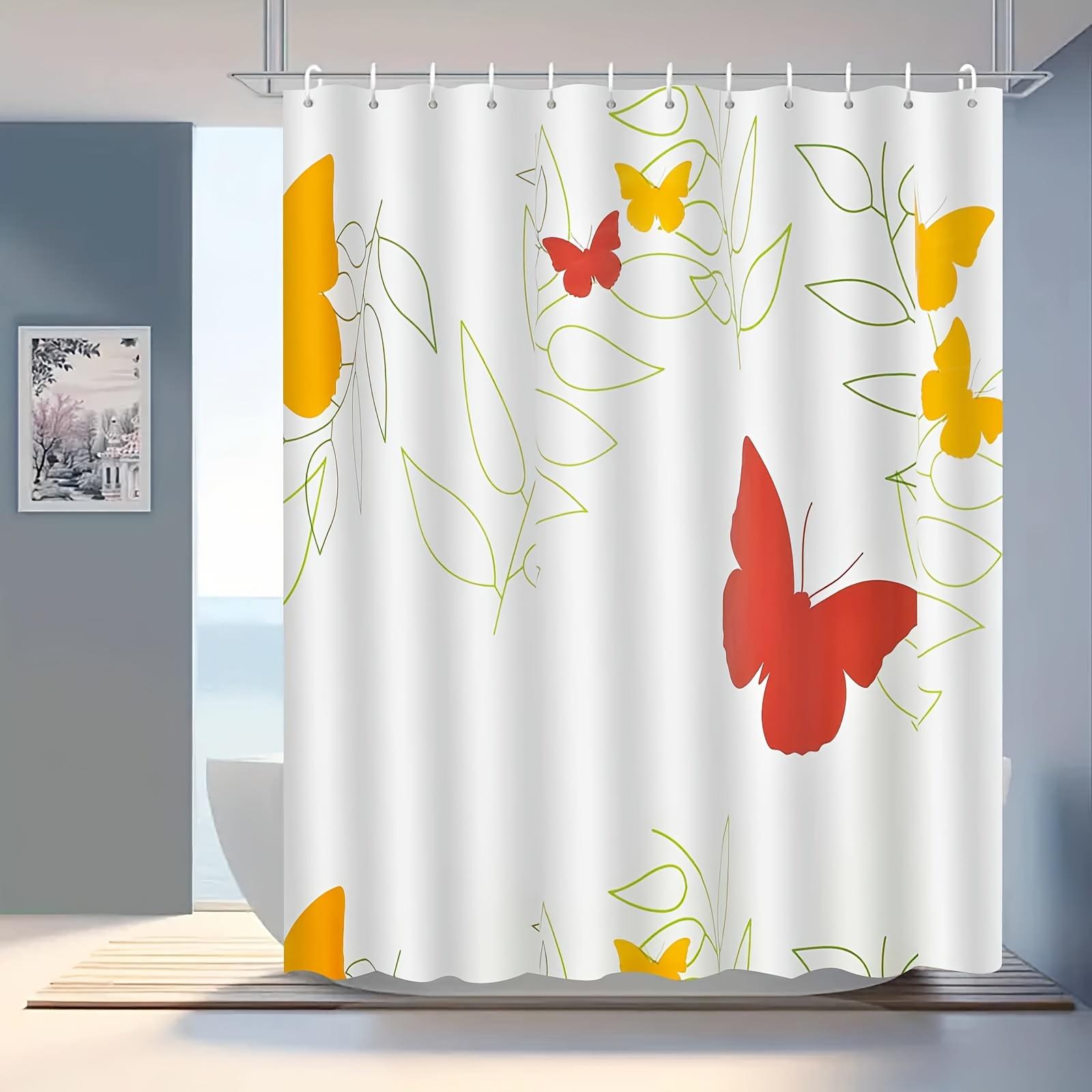 

Nordic Style Butterfly Shower Curtain, Water-Resistant Knit Fabric, All-Season Bath Decor, Universal Holiday Theme W60H190(CM)-1 Pcs