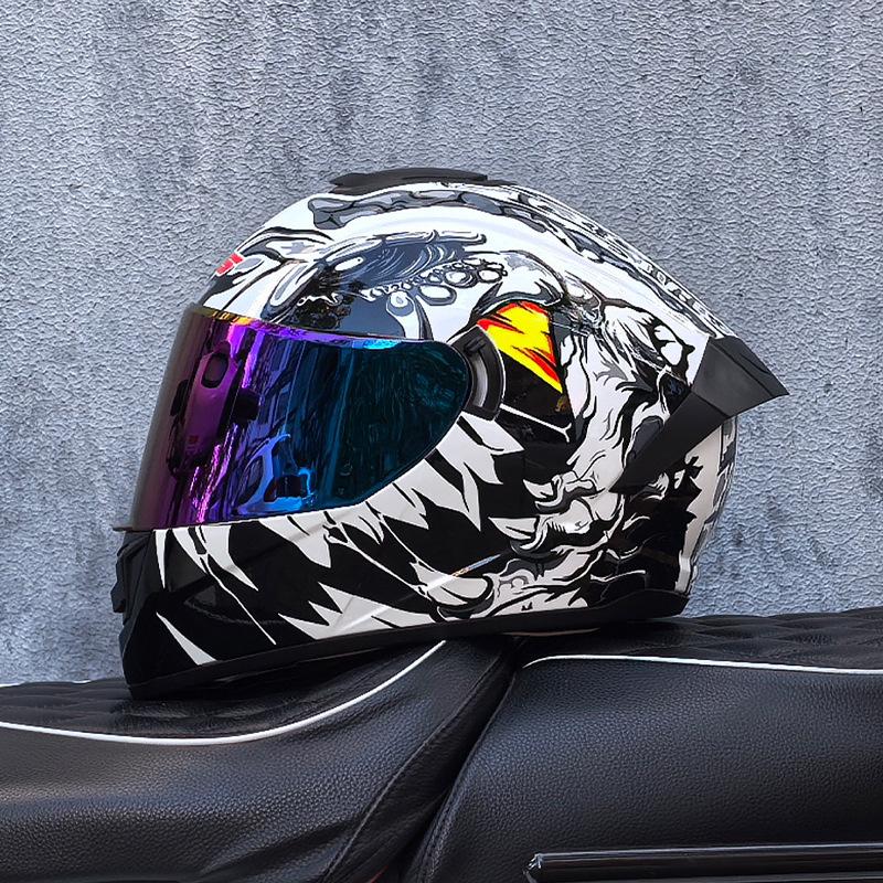Imitation Street Car Helmet Men's Motorcycle 3C Electric Vehicle Full Helmet Autumn and Winter Knight Double Mirror Riding