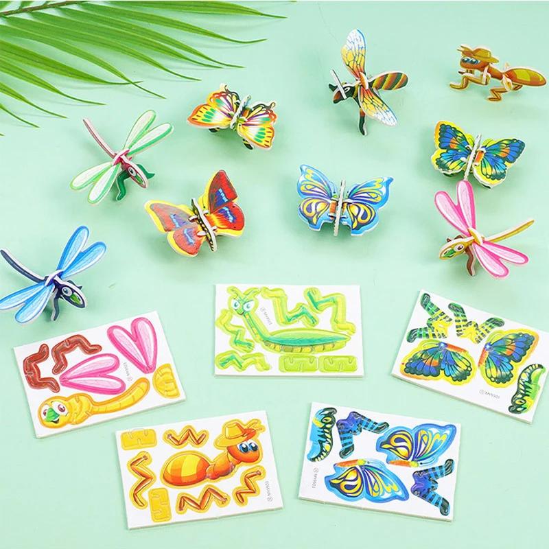 10 Pc /pack 3D Insect Puzzle DIY Dinosaur Tank Handmade Puzzle Children's Toys Kindergarten Gift Kids Present
