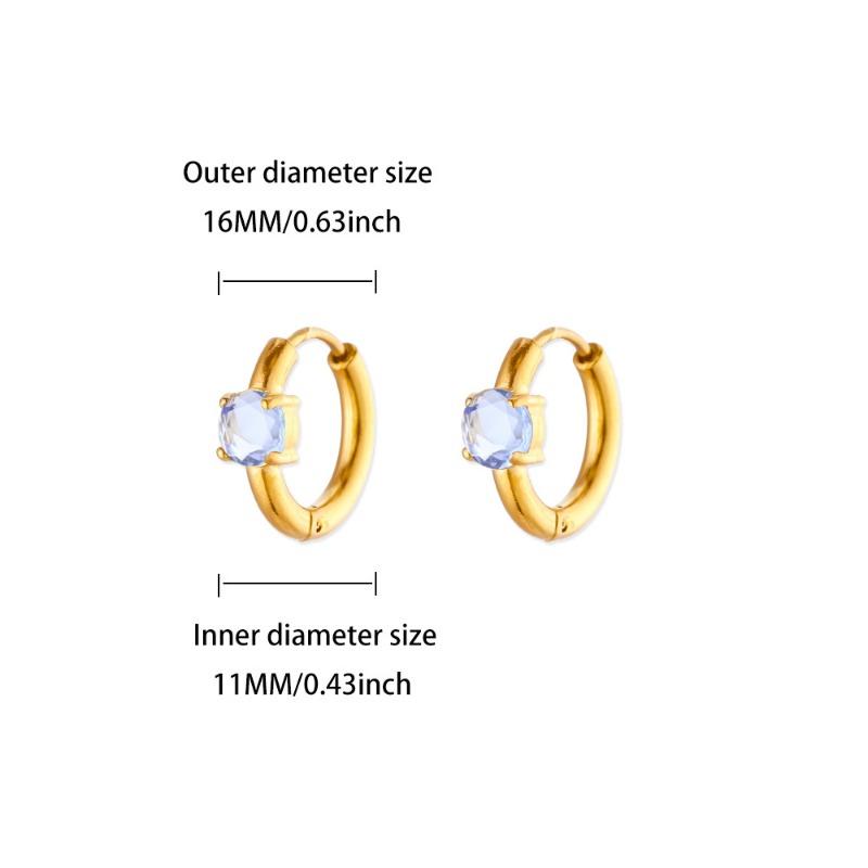 Hot Sale Fashion December Colored Birthstone Earrings Ladies Gold Stainless Steel Premium Earrings Temperament