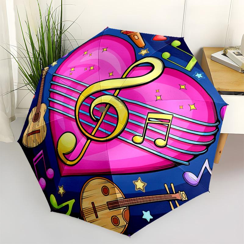 1pc Musical Notes Folding Umbrella | Elegant Design, Fashionable Accessory, Durable Construction, Sturdy Ribs Yy251107111