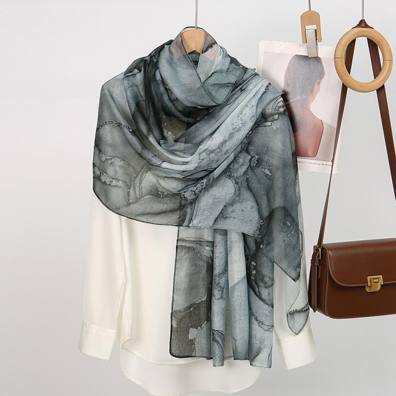 Ete Boheme En Mousseline De Soie Hijab Leopard Aquarelle Imprime Echarpe Islamique Ultra Leger Respirant