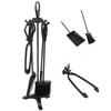 Household European Style Iron Fireplace Tools Set Base Brush Shovel Tongs Accessories Kit