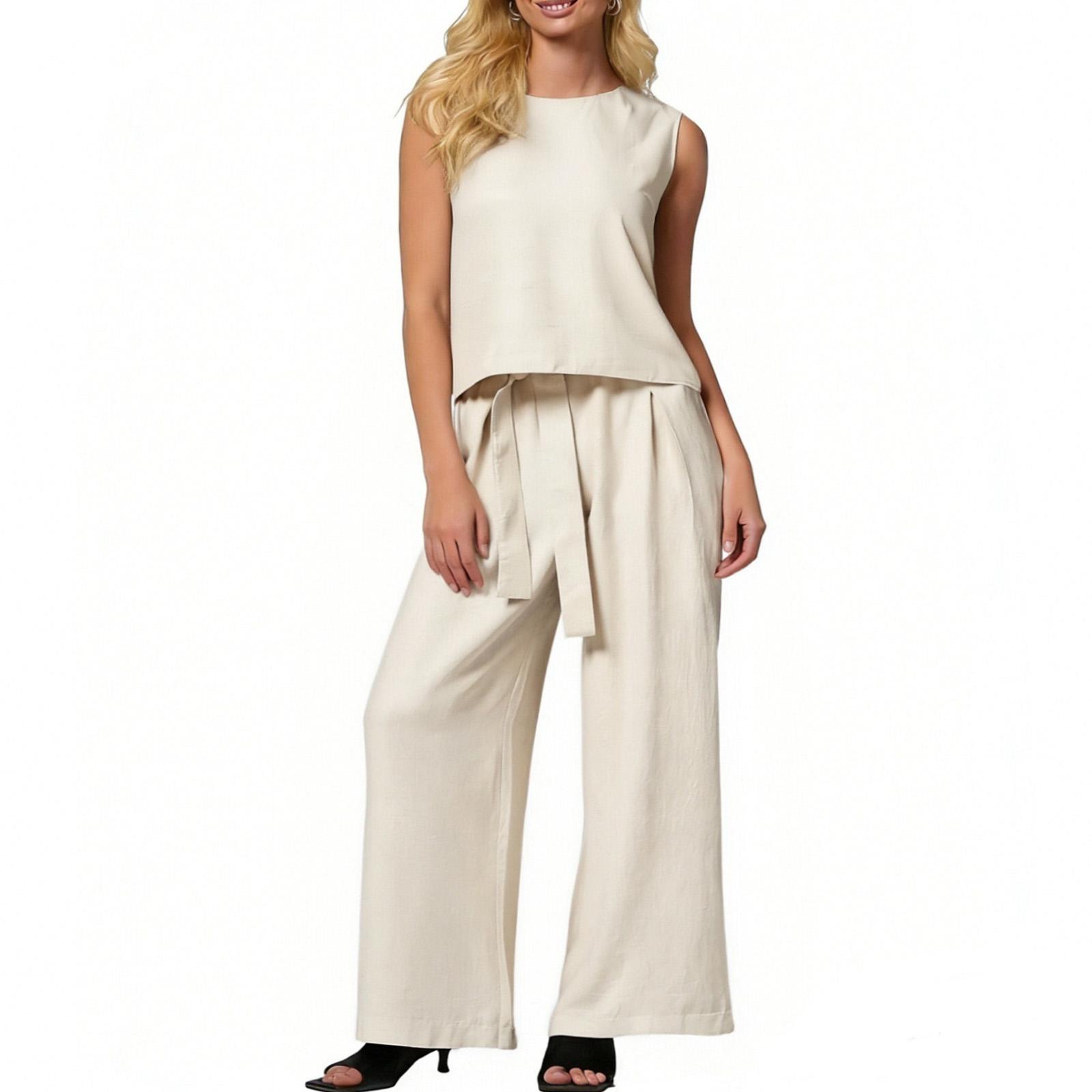 

Women s Two,piece Matching Loungewear Set, Stylish Suit, Sweater Top And Wide,leg Pants Tracksuit S бежевий