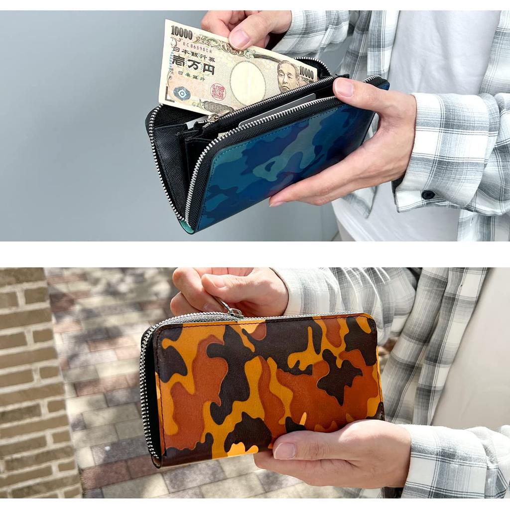 Camouflage Genuine Leather Long Wallet, Camouflage Pattern, Genuine Leather Long Wallet, Camouflage Pattern, Cowhide Leather, Military Pattern, Men's