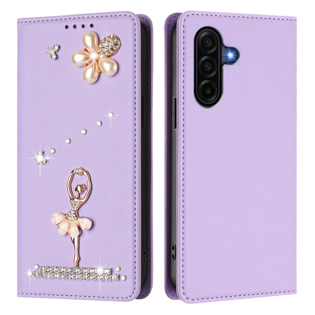 Pour Samsung Galaxy A57 5G Étui Motif Feuilles Florales Multiples Emplacements pour Cartes Fermeture Éclair Housse de Téléphone en Cuir avec