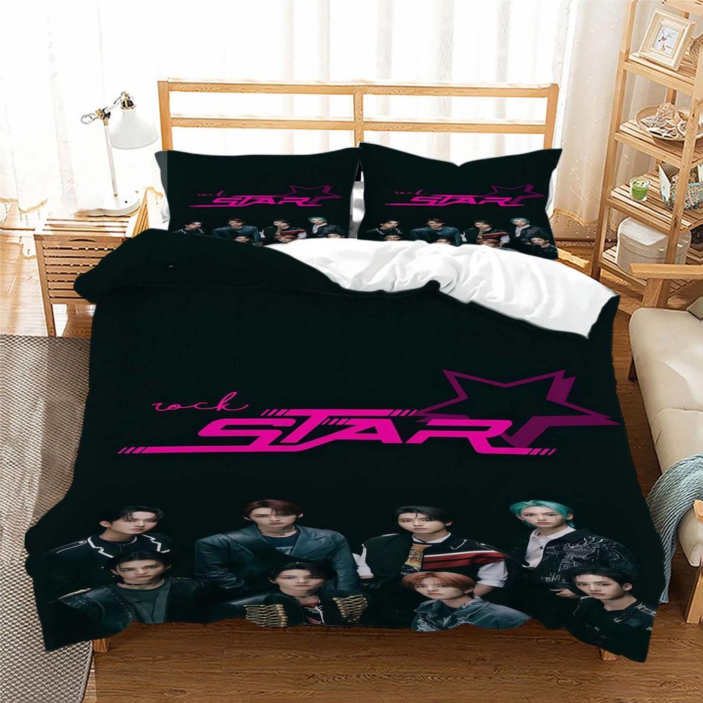 Stray Kids Digitaldruck Bettwäsche-Set Dreiteilig 3D-Druck Dreiteiliges Set