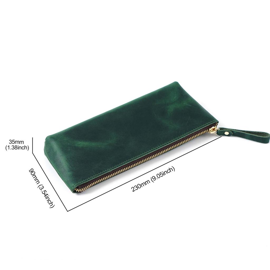 AIGUONIU Echtes Leder Große Kapazität Federtasche Büro Schule Schreibwaren Stift Bleistift Aufbewahrungstasche Halter Füllfederhalter Etui