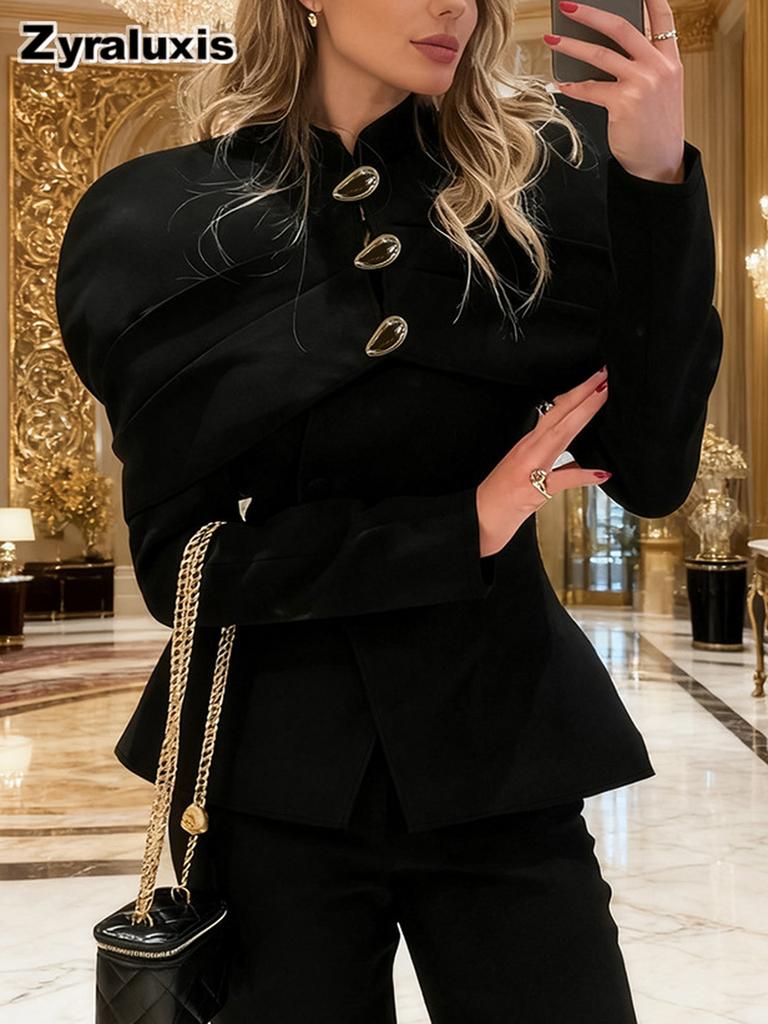 Style Autumn Women's Clothing Boutique Not Collision Model Slim Fit High Waist Short Jacket Luxury Feeling