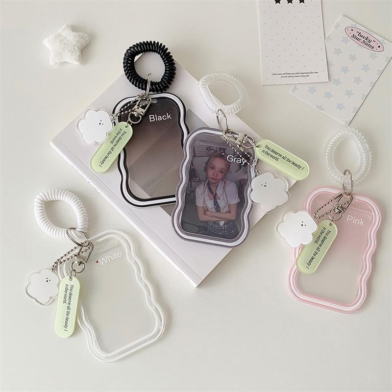 Soft Silicone Card Holder With Elastic Rope Pendant Photocard Holder Idol Photo Display Storage Protect Cover Keychain Bag Charm