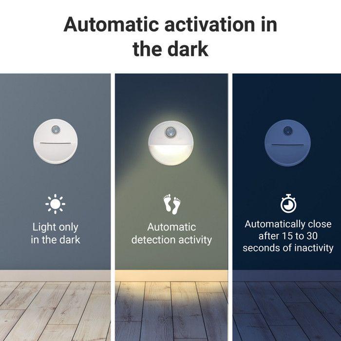 Veilleuse À Batterie - Proxinova - Détecteur De Mouvement PIR - 3 Unités - Lumière LED Chaud, Sans fil,Fixation Facile - Blanc