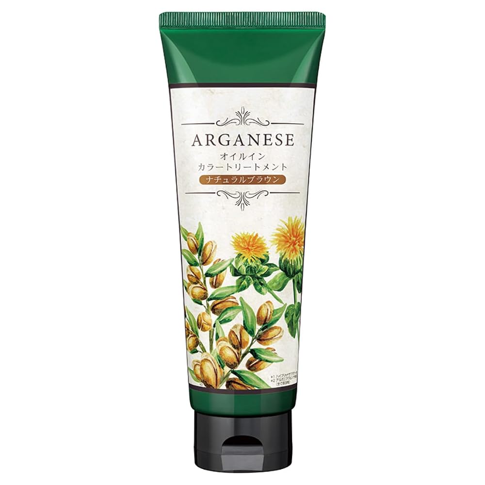 Kagayaku Cosme ARGANESE Oil-In-Color Care 180g with Brush Dark Brown Natural Brown for Gray Hair