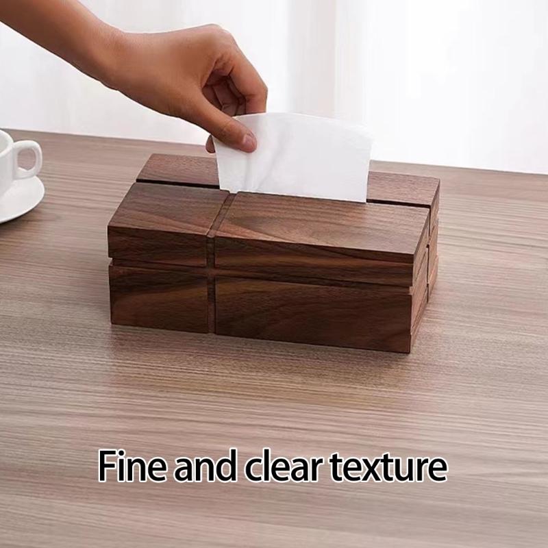 Solid Walnut Wood Tissue Dispenser With Link Cut Opening Multipurpose Home Trim For Kitchen Dining Room Bedroom