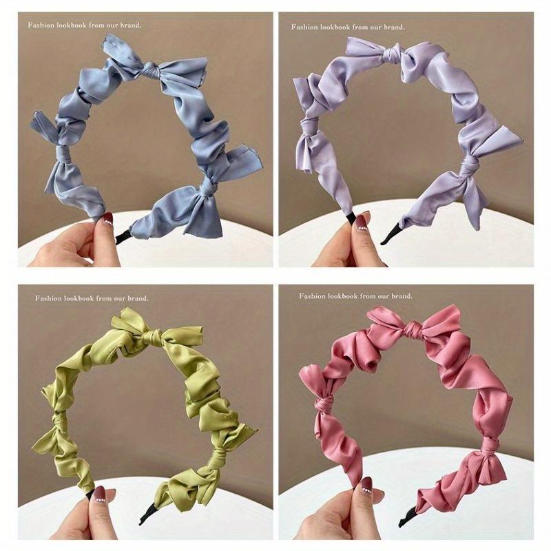 Korean Hairbands for Woman Hair Accessories Candy Color Pleated Bowknot Headband Women Girls 2021 Fashion Designer Hair Bands