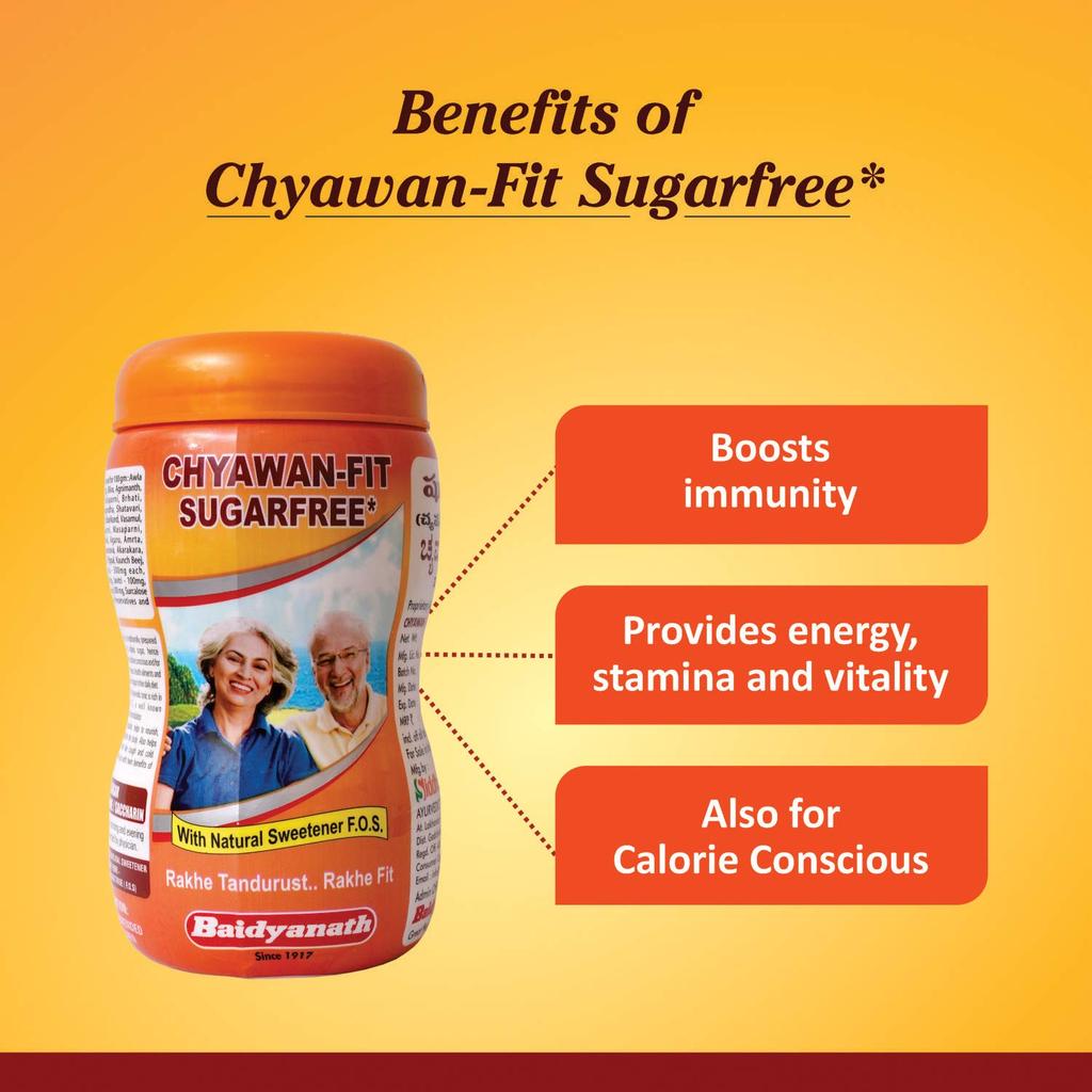 Baidyanath Asli Ayurved Chyawan-fit Sugarfree Chyawanprash 1 Kg Pack of 1 Boosts Energy Immunity