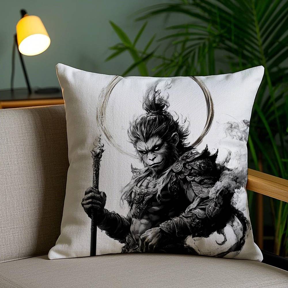 

Black Myth Wukong Pillow Case Home Dorm Chair Back Short Plush Double-sided Printing Office Nap Time Cushion Cover 30cmx30cm