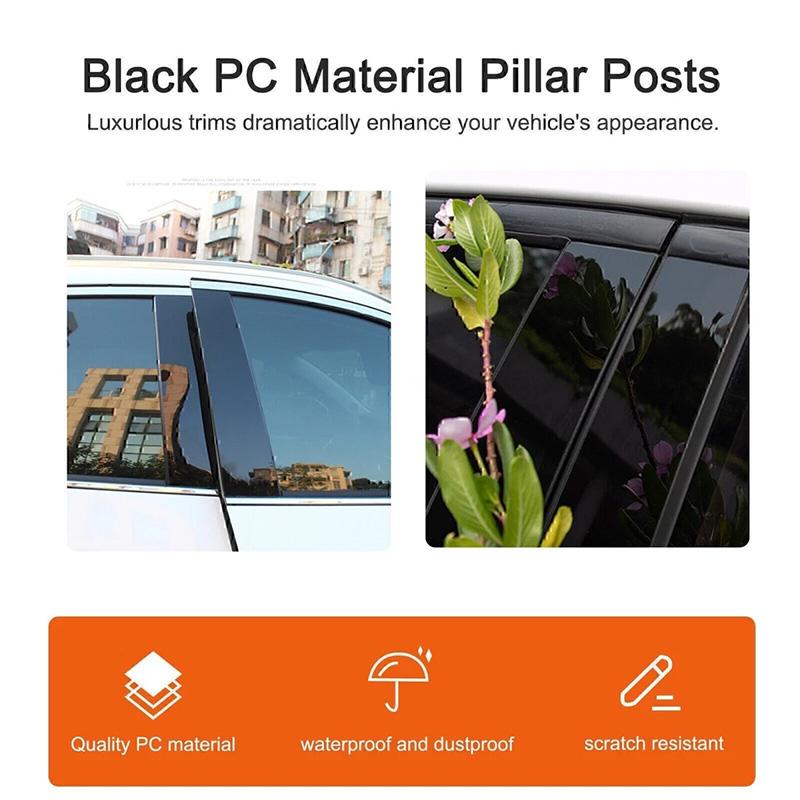 Car B Pillar Post Trims Glossy Black Window Pillar Protection Stickers for Chevrolet Impala 2014-2020
