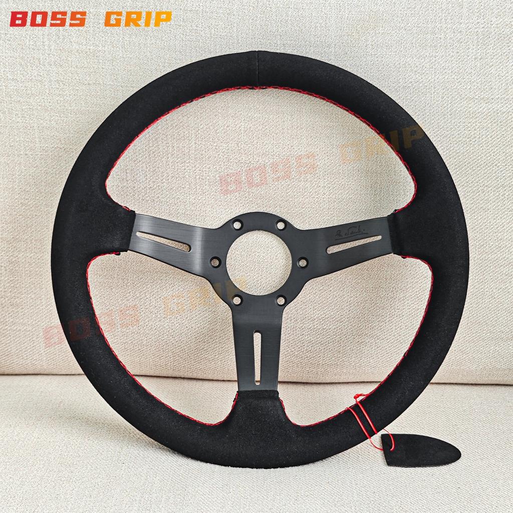 13Inch Leather Racing Car Steering Wheel Deep Corn Drift Sports Steering Wheel