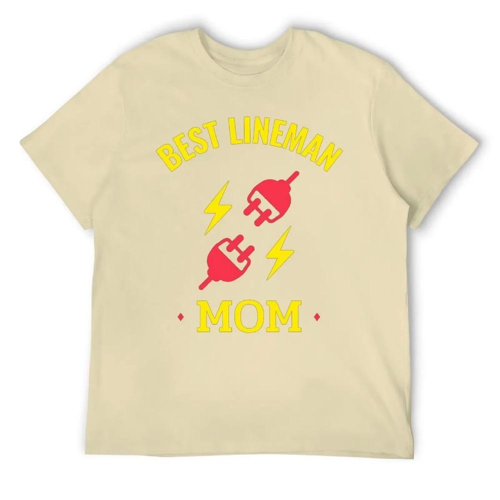 Mother's Day Best Lineman Mom Men's Classic F Tees Graphic Vintage T-shirt Crewneck Campaign  Humor Graphic Travel Eur Size