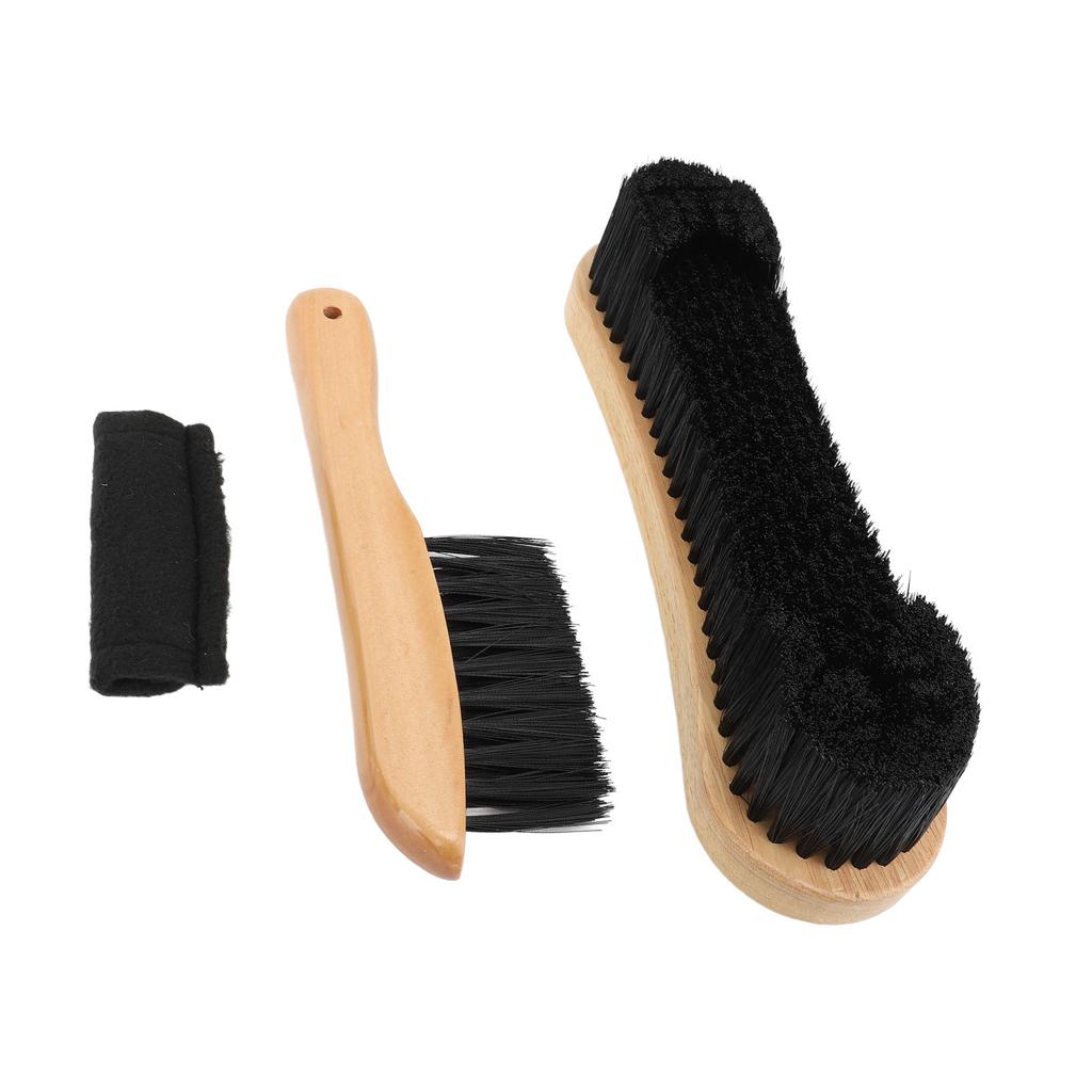 Billiard Pool Table and Rail Brush Set Wood Billiard Brush Cleaner Tools Supplies with Cue Cleaning Cloth for Pool Table Accessories