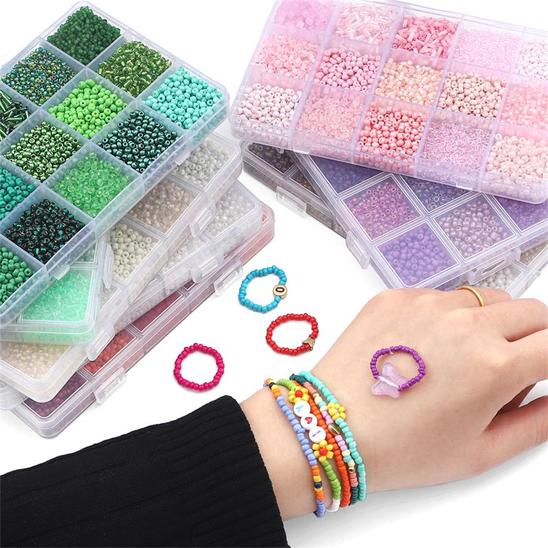 Seed Beads Kit Loose Bead Tube Beads Set with Box for DIY Jewelry Beaded Necklace Bracelet Earring Making Kit