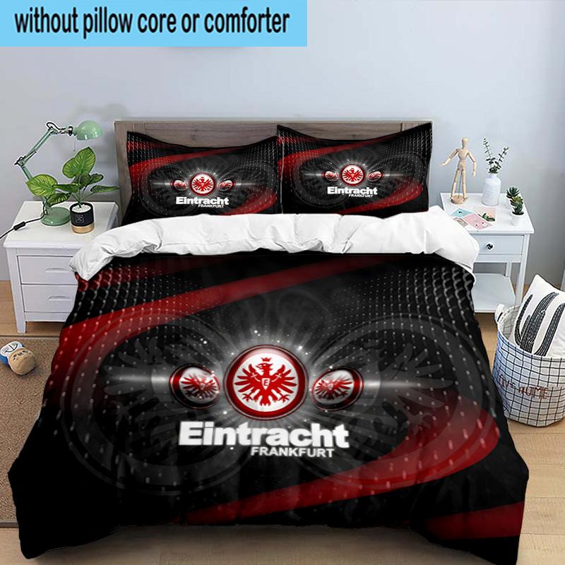 Flaming Heart Frankfurt Emblem 3PCS Bedding set,Ideal for1pc Duvet Cover And 2pcs Pillowcases Perfect for Christmas gift,Ideal for Bedroom, Dormitory