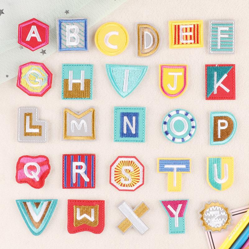 Duoku English Alphabet Cloth Sticker Computer Embroidery Label Small Patch Clothing Textile Accessories Embroidery Sticker