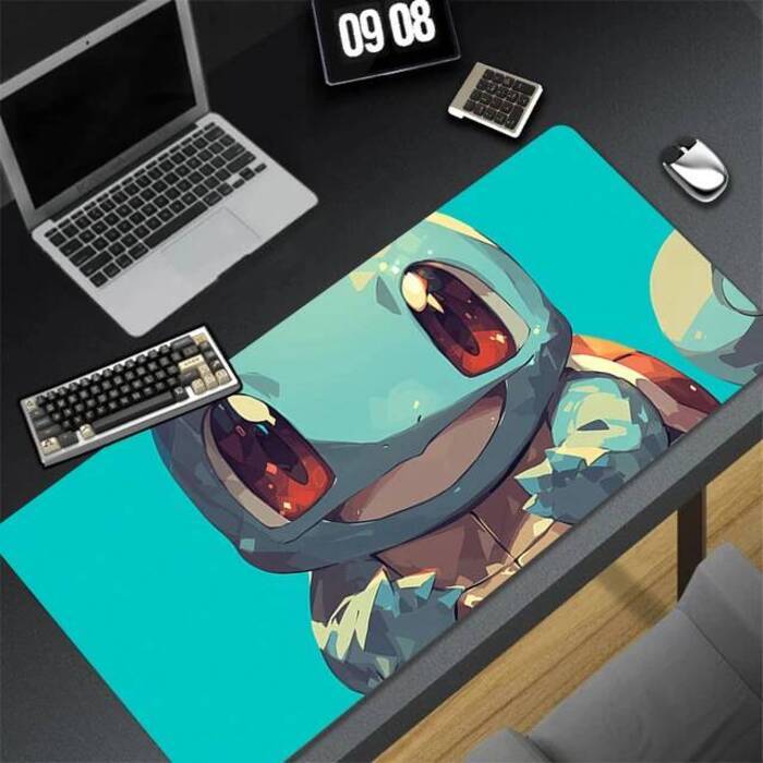 Japan Anime Mouse Pad PC Blue Ppokemon Squirtle Keyboard Rug XXL Gamer Cabinet Mousepad Laptop Kawaii Gaming Extended Desk Mat