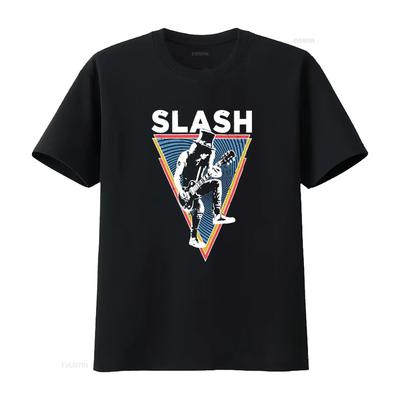 Mens Slash Triangle Rock Guitarist T Shirt Large Black Vintage Washed Comfortable Stretched Designer Clothes Breathable Casual