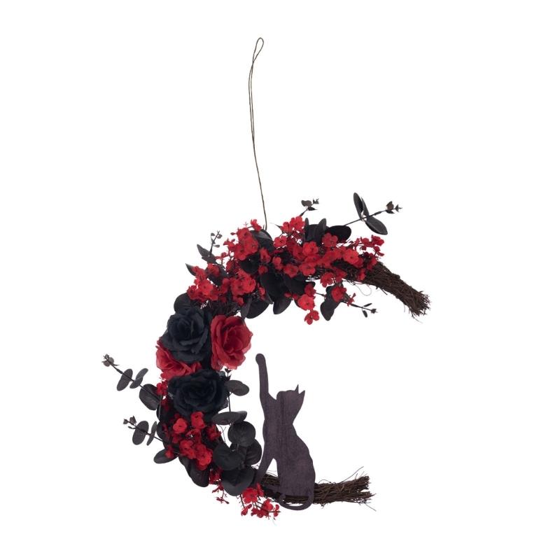 

Hanging Artificial Wreath Pendant Skull Gifts Halloween Door Sign Artificial Skull Wreath Ornament Spring Sign