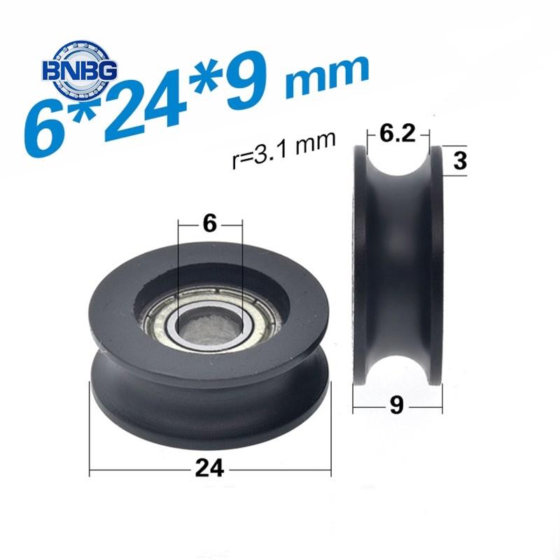 10pcs U groove Plastic coated bearing 696ZZ 6*24*9mm sliding door window POM roller wheel nylon pulley Bore 6mm Diameter 24mm