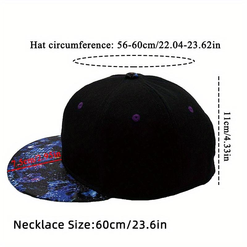 2pcs Men's Women's Baseball Cap Necklace Set Fashion Casual Flat Brim Hip Hop Hat Cross Pendant Necklace Sun Hat