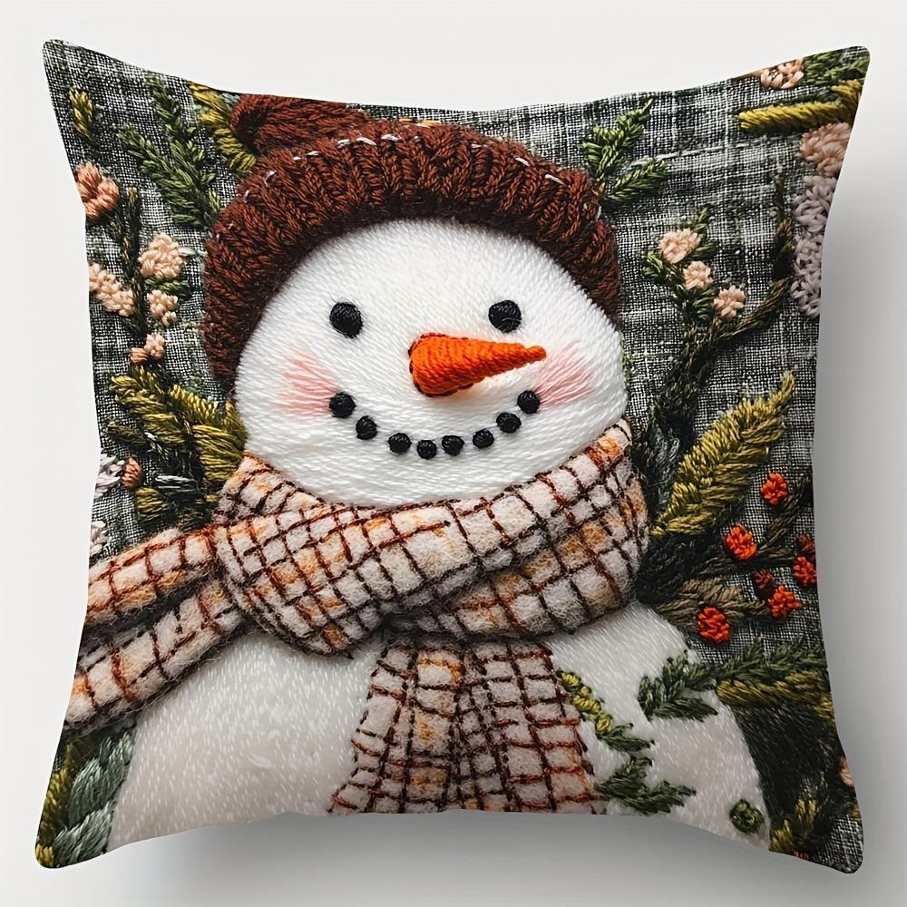 

Festive Christmas Pillowcases: Santa, Deer, Snowman & Gnome Designs Sofa room decoration New Year holiday home decoration 16x16Inch