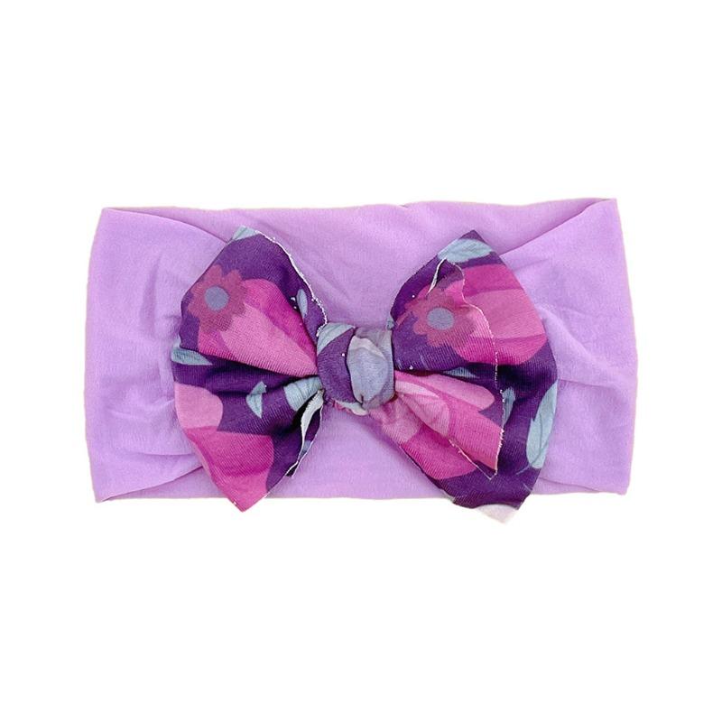baby new children's hair accessories cute baby floral seamless wide headscarf nylon bow baby headband