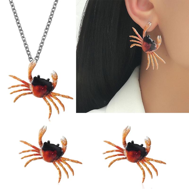 Big Crab Drop Dangle Earrings For Women Creative-Animal Resin Acrylic Earring Necklace Beach Party Gift Fashion Jewelry