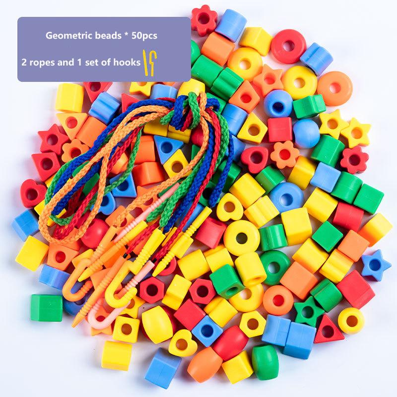 Rainbow Lacing Beads for Toddlers Color and Shape Sorter Fine Motor Skills Early Learning Montessori Toys for Preschool Kids