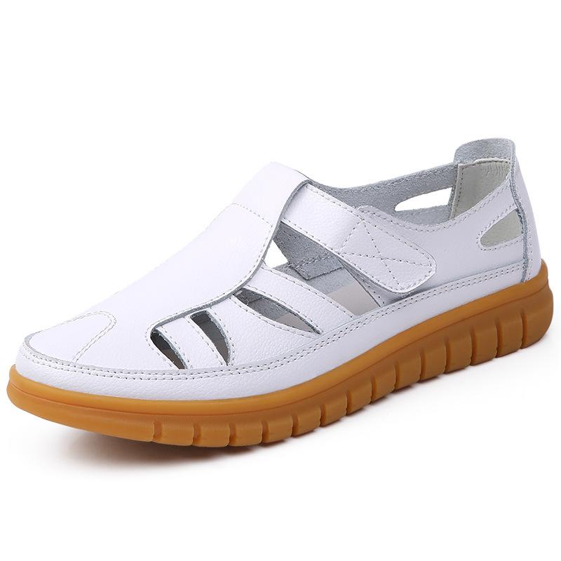 Women's Sandals Summer Comfortable Ankle Hollow Round Toe Sandals Female Soft Beach Sole Shoes Plus Size Zapatillas De Deporte
