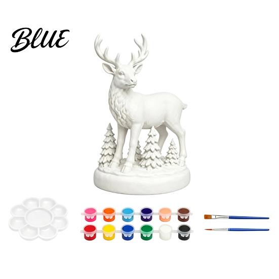 DIY Painting Santa Figurines Coloring Christmas Figurine Kit Paints & Brushes Included Snowman Reindeer Handmade Decorations Nutcracker Xmas