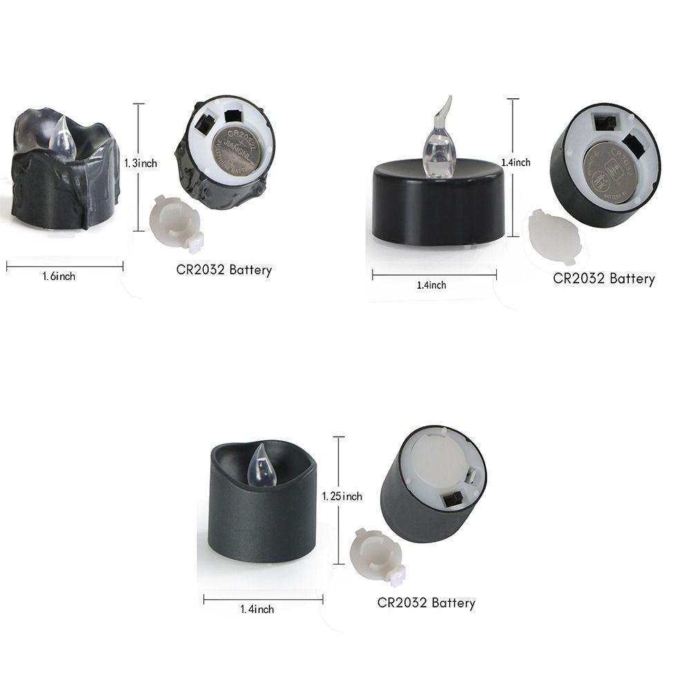 12Pcs Black Black Candle Light Plastic+LED Effect Flickering Candle  Home Decoration