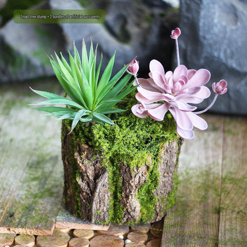 Forest Style Artificial Tree Stump with Moss Bark - Kindergarten and Country Style Decorative Ornament, Perfect for Landscaping or Inserting Flowers.