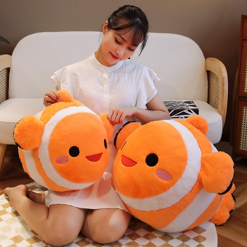 Cartoon Clownfish Throw Pillow Plush Toy Doll Aquarium Clownfish Doll Home Sofa Pillow Rag Doll