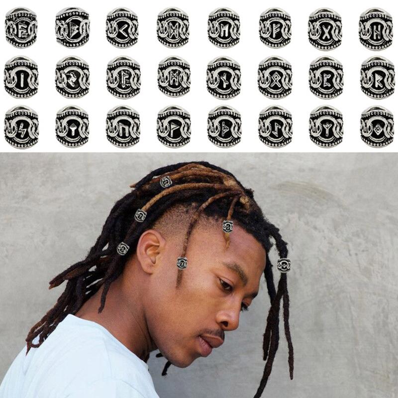 48 Pieces Viking Beard Beads Antique Hair Tube Beads Dreadlocks Viking Jewelry Beads for Hair Braiding Bracelet Pendant